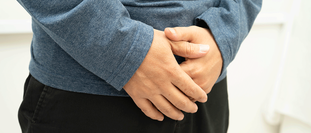 A patient experiencing abdominal pain