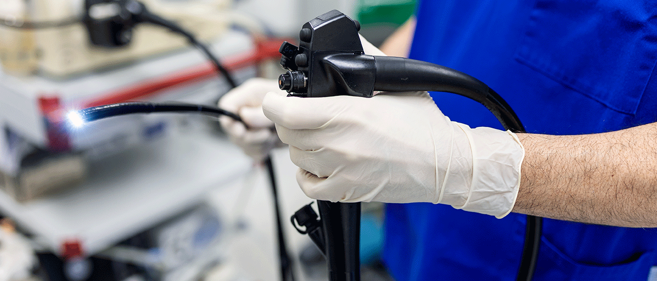 A doctor preparing for a gastroscopy